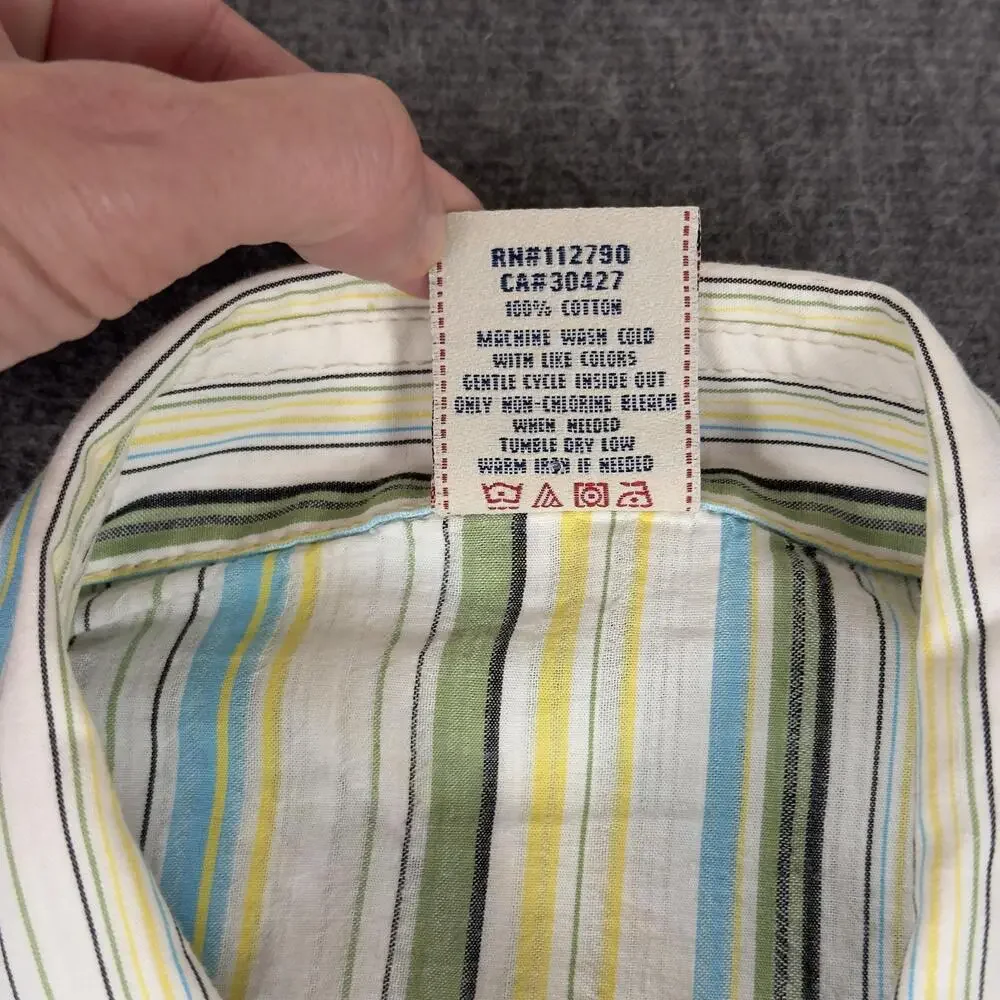 True Religion Shirt Mens XL Multicolor Stripe Long Sleeve Snap Front Western